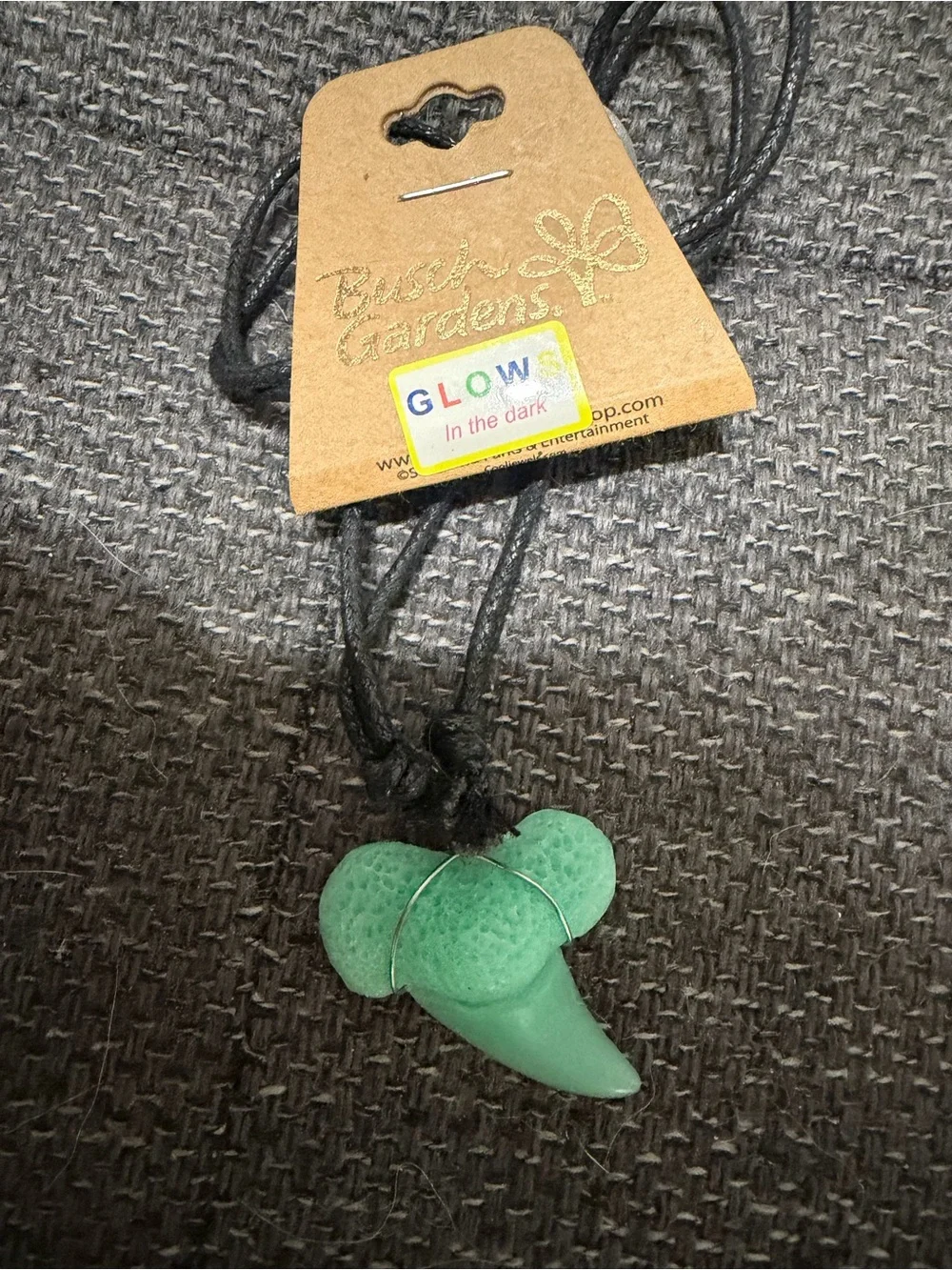 Glow-in-the-Dark Green Shark Tooth Necklace - Bush Gardens
